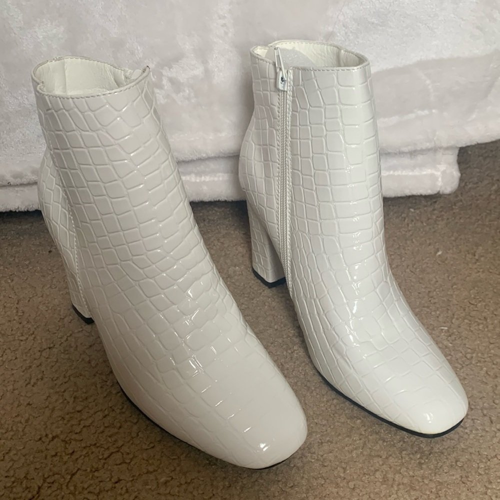 White Crocodile print boot heels - 3in heel